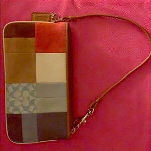 Coach Patchwork Wristlet Multi colored suede